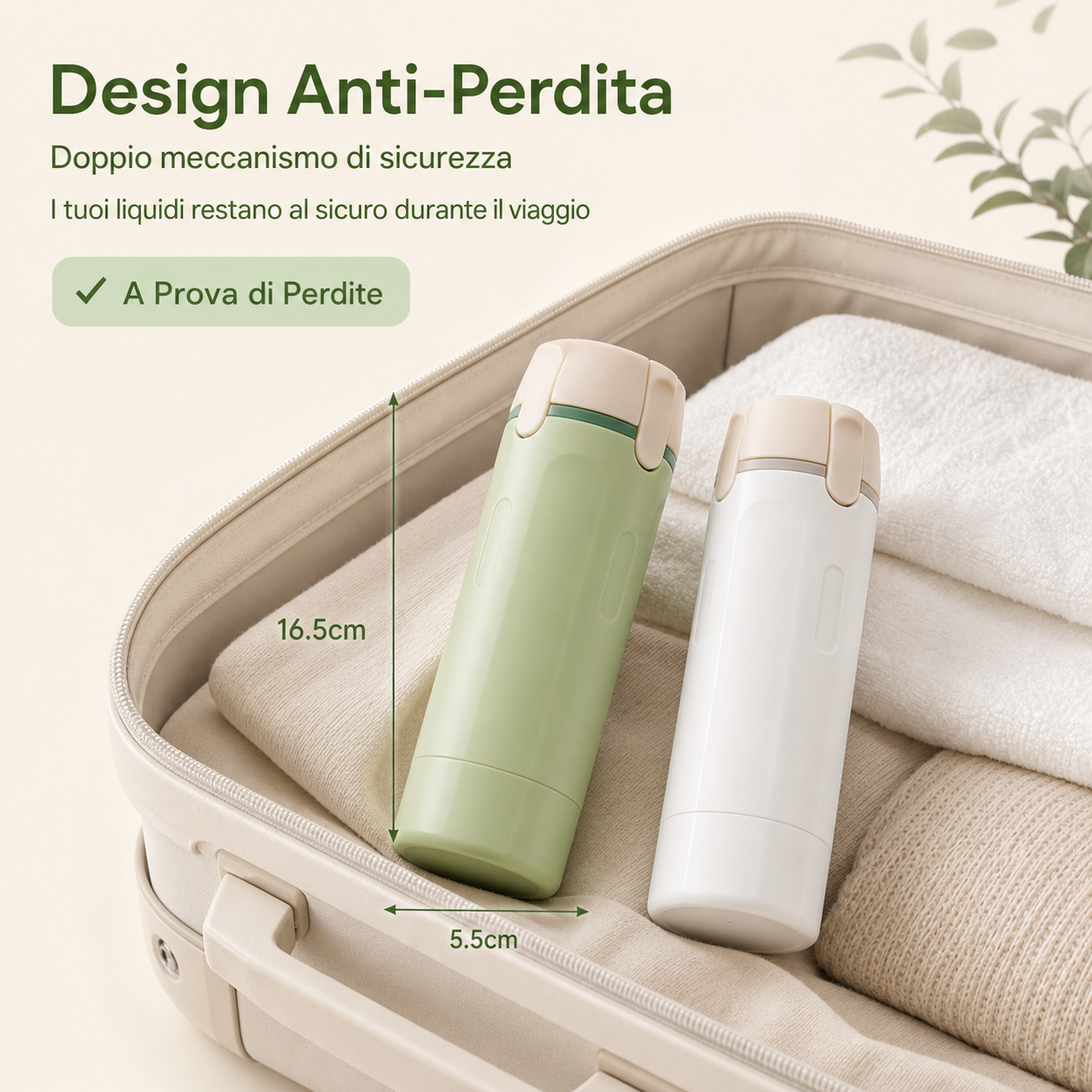 Dispenser da Viaggio 4 in 1 - Flaconi Portatili per Shampoo e Cosmetici